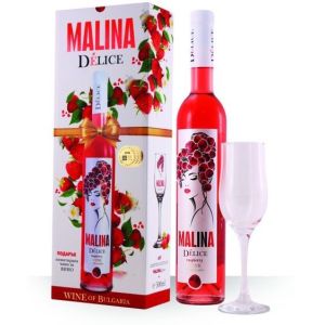 Вино Деличе Малина + Чаша / Delice Malina Raspberry Wine + Glass