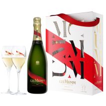 Шампанско Мъм Кордон Руж Брут + 2 чаши / Mumm Cordon Rouge Brut Giftbox